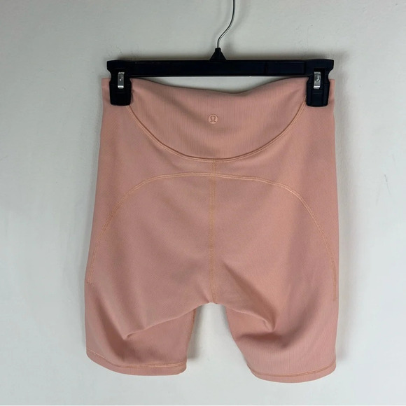 Lululemon Ribbed Contoured High Rise Short Malibu Peach Bike Shorts Size 6 B39 - Picture 5 of 6